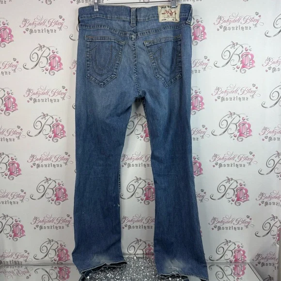 True Religion jeans pants Ricky relaxed straight Blue bottoms Jeans logos - Picture 2 of 16